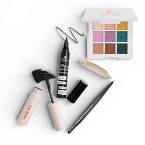 Eye Makeup 4 pc Bundle Shadow Pallet & Stick, Jumbo Black Liner, Black Mascara